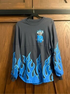 🔥 Disney Parks Hercules Hades Blue Flame Spirit Jersey Sz S EUC - WDW
